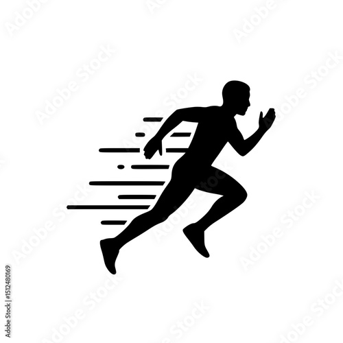 Running man silhouette runner sprint fast speed athlete motion exercise sport fitness marathon jogger training 100m