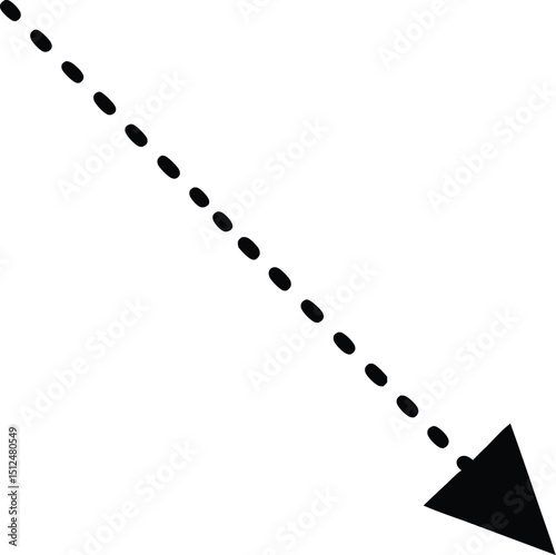Curved dotted arrow. Zigzag arrow stripes design with dotted lines.