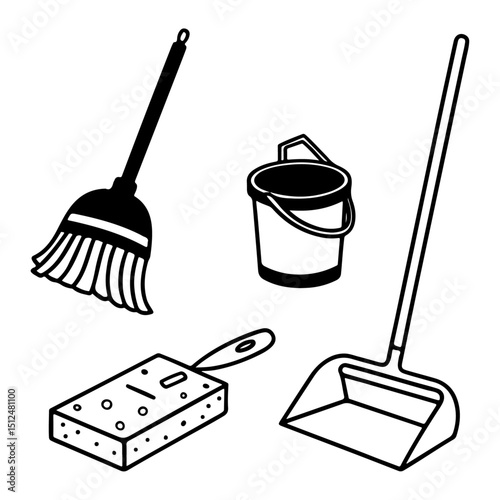 set of cleaning tools vector