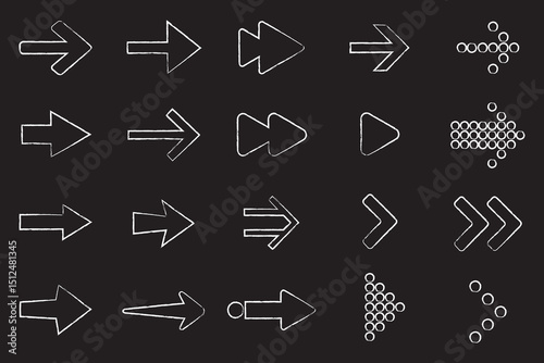 A versatile set of minimal and outlined arrow vector icons in various modern styles, ideal for navigation, web design, and user interface projects.
