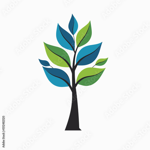 Colorful tree design with abstract leaves representing nature icon  