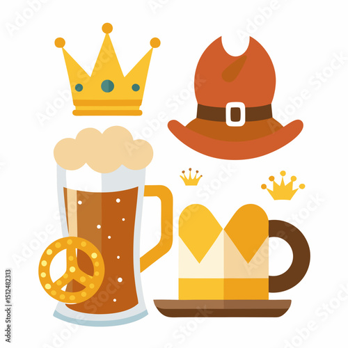 Beer Day Britain Vector Illustration - UK Celebration, Pint, Cheers, Pub Icons