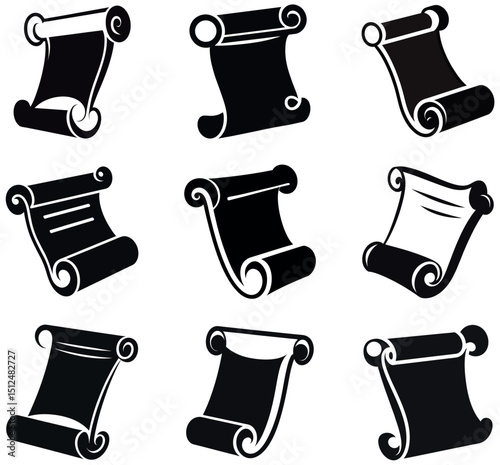 Scroll Icons: Ancient Paper Document Collection