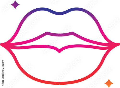 Lips patches collection. Vector illustration of sexy doodle woman's lips expressing different emotions, such as smile, kiss, half-open mouth, biting lip, lip licking, tongue out.
