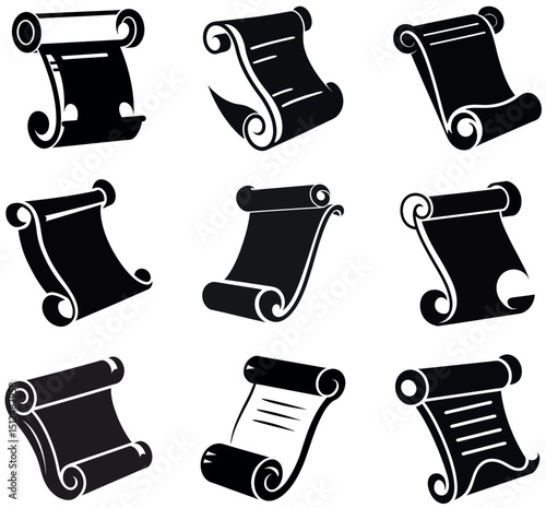 Scroll Icons: Ancient Paper Document Collection