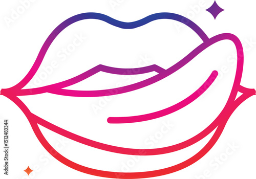 Lips patches collection. Vector illustration of sexy doodle woman's lips expressing different emotions, such as smile, kiss, half-open mouth, biting lip, lip licking, tongue out.