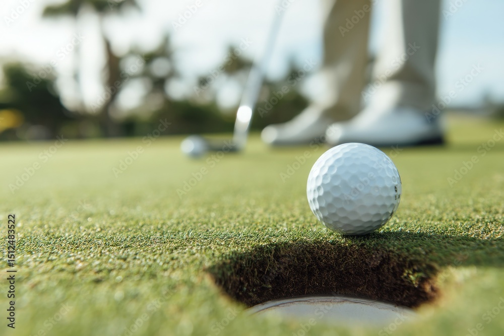 Obraz premium golf player putting golf ball into hole