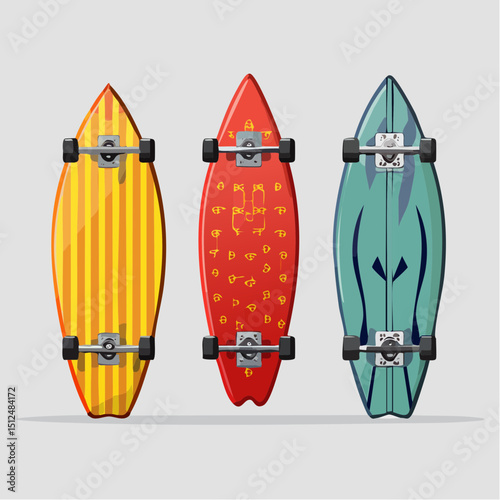 Skateboard Types Collection – Flat Vector Set