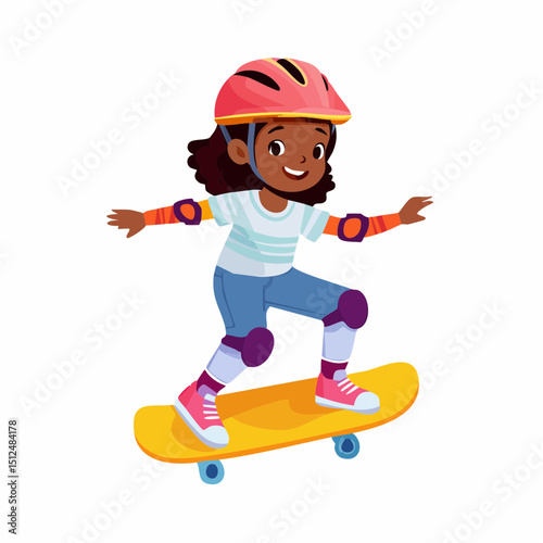 Girl Doing Skate Trick – Modern Vector Style