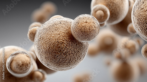 Microscopic view of tightly packed yeast cells in abstract design  