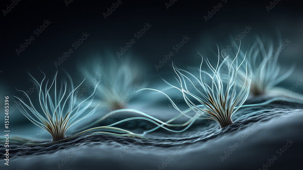 custom made wallpaper toronto digitalMicroscopic view of cilia on cell surface in dark background  
