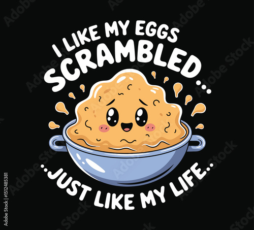 Fun Scrambled Eggs in Bowl Cartoon with Expression on Transparent Background