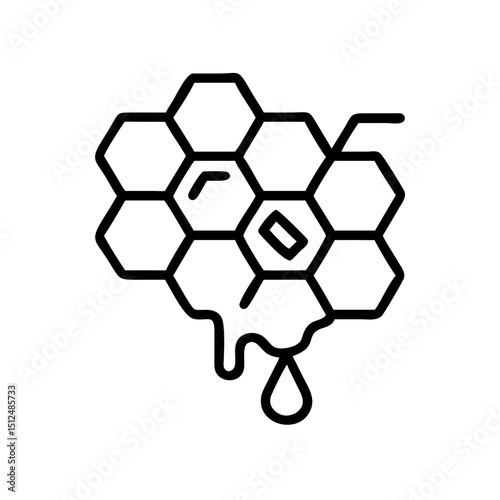 Vector image of honey in honeycomb on transparent background, natural sweet product concept in clean and simple style