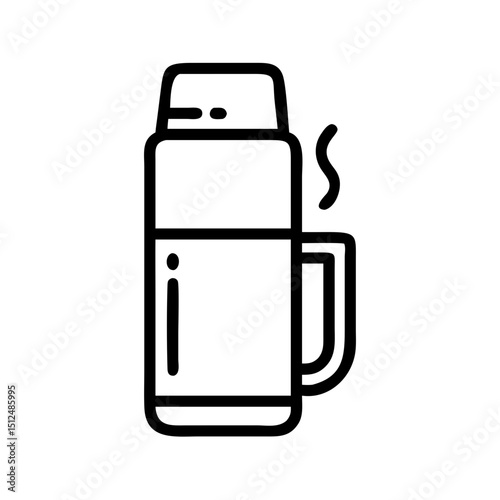 Thermos vector illustration on transparent background, simple and modern thermos bottle illustration in flat style