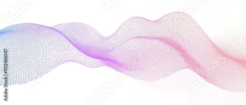 Flowing Dots and Particles Wave Pattern with Halftone Gradient Curve . Smooth Abstract Shape Isolated on White Background for Technology, Science, Music, and Modern Digital Concepts. High quality