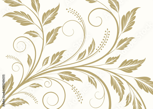 Art Deco botanical ornament with jungle elegance. Vintage wallpaper vector with baroque hand drawn floral pattern and wavy elements. Luxury design for upscale illustration needs.

