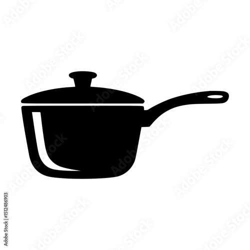 Black silhouette of a saucepan with a lid and handle