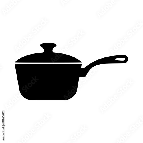 Black silhouette of a saucepan with a lid and handle