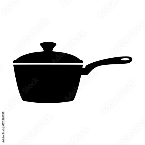 Black silhouette of a saucepan with a lid and handle