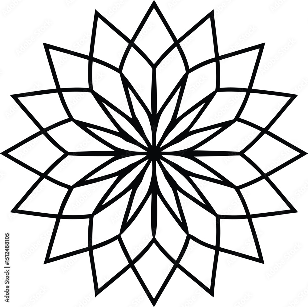 Fototapeta premium Intricate abstract mandala design with circular geometric symmetry in line art style