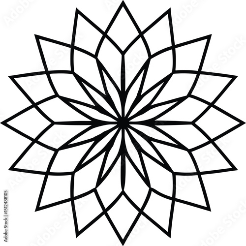 Intricate abstract mandala design with circular geometric symmetry in line art style