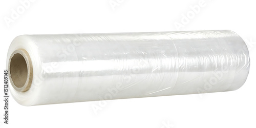 Roll of clear stretch wrap film isolated on a white background