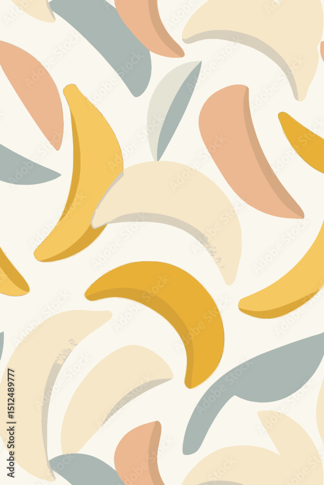 Obraz premium Soft Pastel Banana Fruit Seamless Vector Background with Mid-Century Modern Touch for Presentation Use