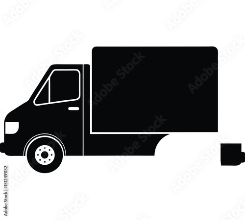 Black and white vector illustration of a large cargo truck with a spacious cabin and a long trailer, Retro silhouette of delivery truck vector illustration graphic design, A black silhouette of a truc
