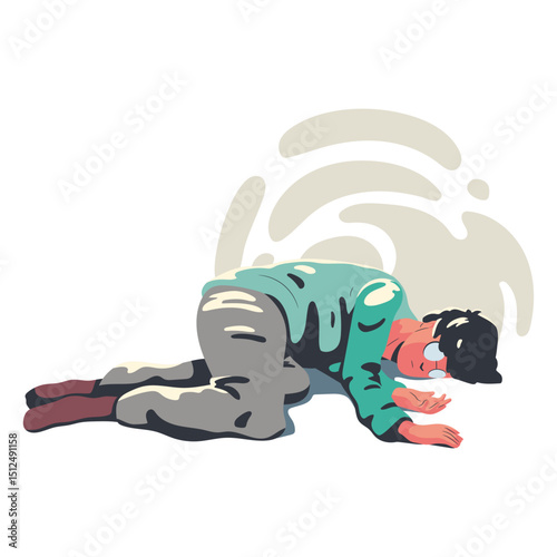 Tired man character