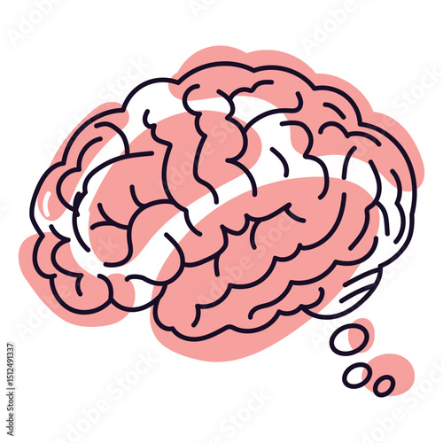 Brain thinking color stroke