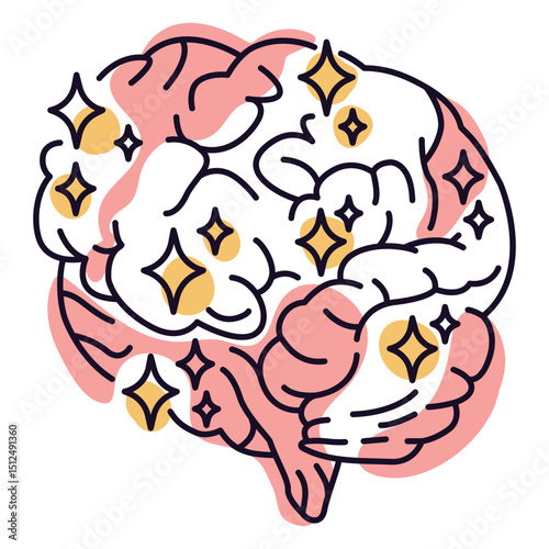 Brain sparkle color stroke