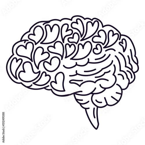 Brain with love hearts stroke