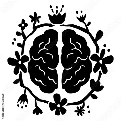 Brain with flower crown cut out
