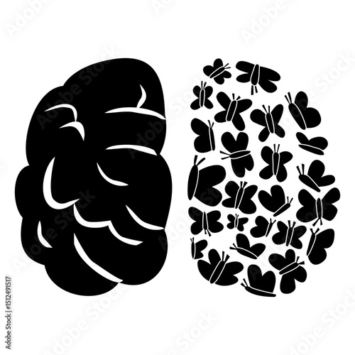 Brain with butterflies cut out