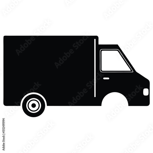 Black and white vector illustration of a large cargo truck with a spacious cabin and a long trailer, Retro silhouette of delivery truck vector illustration graphic design, A black silhouette of a truc