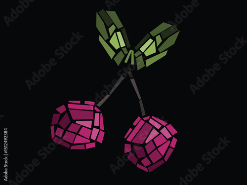 Sweet cherry mosaic. Vector illustration.