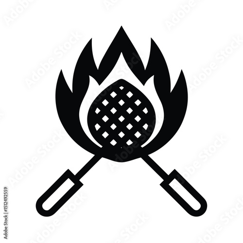 Campfire Cooking Net Icon Vector Illustration