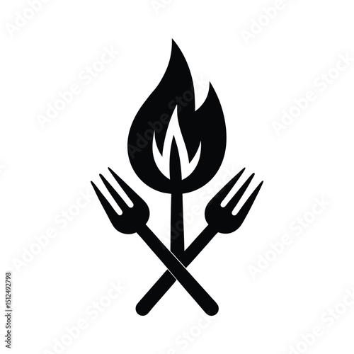 Campfire Fork Icon Vector Illustration