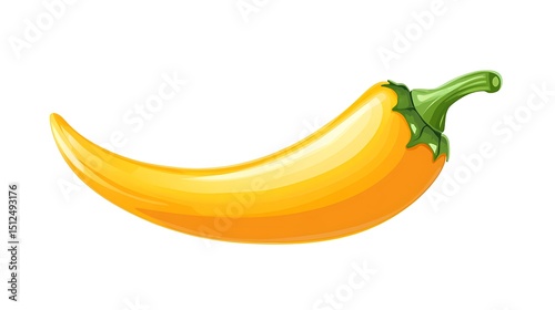 Habanero chili yellow hot pepper isolated on white background. Generative Ai