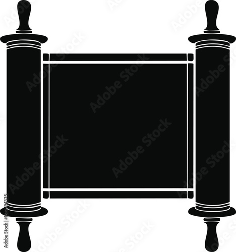 Hebrew Torah Silhouette Vector | Elegant Black Vector Art for Jewish Cultural Illustration