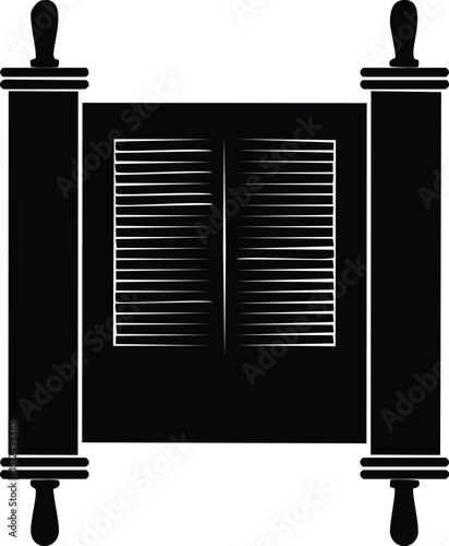 Hebrew Torah Silhouette Vector | Elegant Black Vector Art for Jewish Cultural Illustration