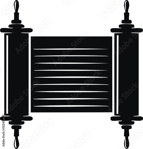 Hebrew Torah Silhouette Vector | Elegant Black Vector Art for Jewish Cultural Illustration