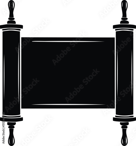Hebrew Torah Silhouette Vector | Elegant Black Vector Art for Jewish Cultural Illustration