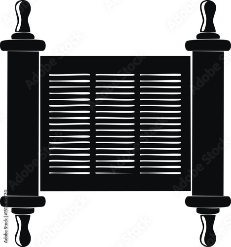Hebrew Torah Silhouette Vector | Elegant Black Vector Art for Jewish Cultural Illustration