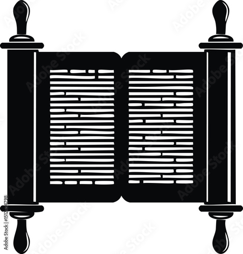 Hebrew Torah Silhouette Vector | Elegant Black Vector Art for Jewish Cultural Illustration