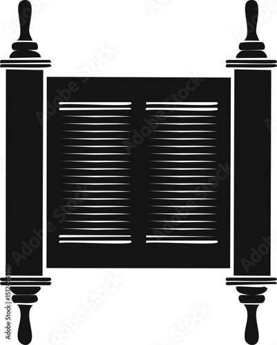 Hebrew Torah Silhouette Vector | Elegant Black Vector Art for Jewish Cultural Illustration
