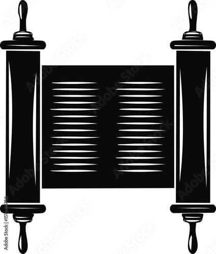 Hebrew Torah Silhouette Vector | Elegant Black Vector Art for Jewish Cultural Illustration