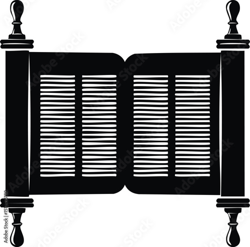 Hebrew Torah Silhouette Vector | Elegant Black Vector Art for Jewish Cultural Illustration