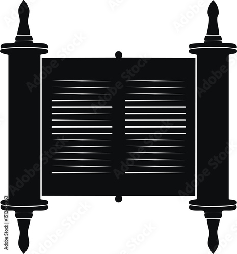 Hebrew Torah Silhouette Vector | Elegant Black Vector Art for Jewish Cultural Illustration