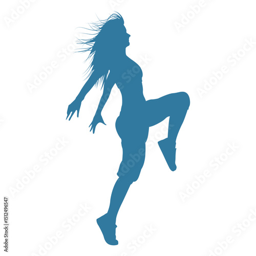 Hip hop dancer woman knee up silhouette